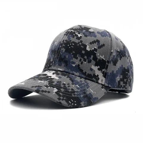 Casquette de Baseball Camouflage Numérique Unisexe Sport de Plein Air Protection Solaire Réglable Mélange Coton Chapeau Camo