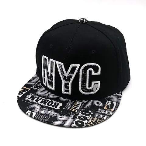 NYC Bestickte Snapback Baseballkappe Graffiti Flache Krempe Hip Hop Streetwear Baumwolle Verstellbarer Hut Damen Herren
