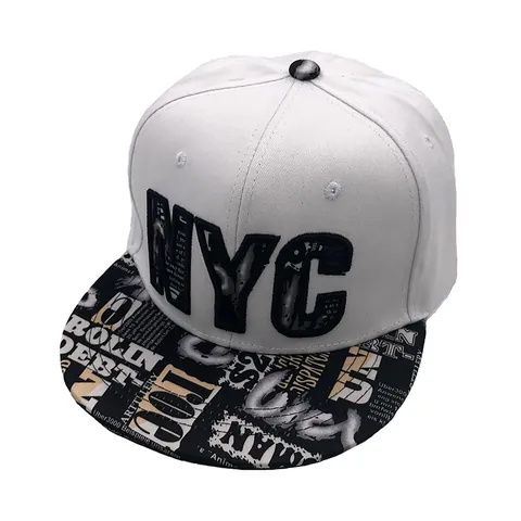 NYC Bestickte Snapback Baseballkappe Graffiti Flache Krempe Hip Hop Streetwear Baumwolle Verstellbarer Hut Damen Herren