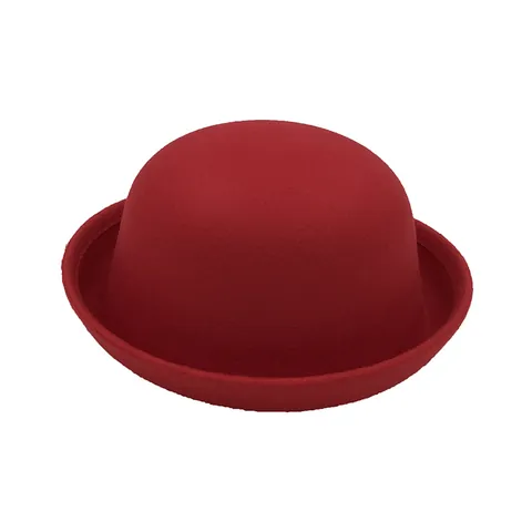 Vintage Wool Felt Bowler Hat For Kids And Adults Round Dome Rolled Brim Winter Warm Parent Child Fashion Hat Accessory