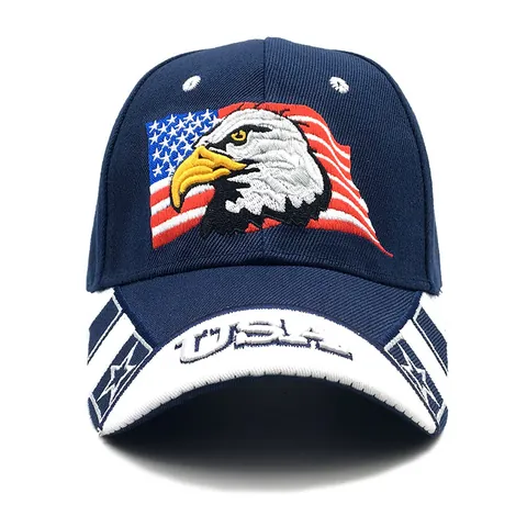 USA Flag Eagle Embroidery Baseball Cap Unisex Adjustable Sunshade Outdoor Sports Hat Patriotic American Style Cotton Trucker Cap