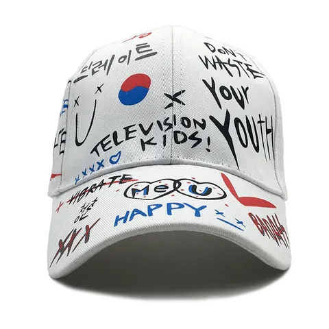 Cappellino da Baseball Streetwear Graffiti Cuore per Uomo Donna Bambini Cappello da Sole in Cotone Lettera Stampata Regolabile
