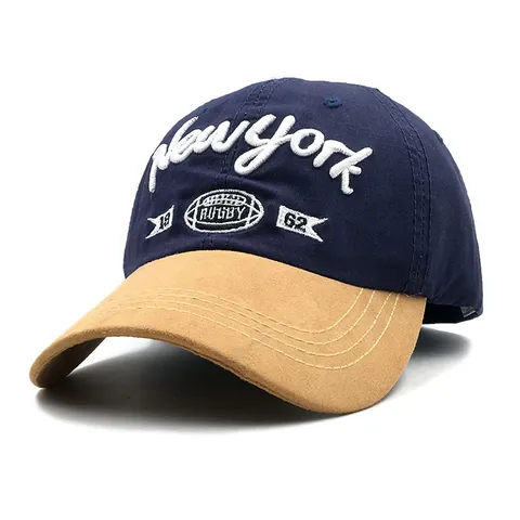 New York Rugby Embroidery Baseball Cap For Men Women Vintage Contrast Color Cotton Curved Brim Sun Hat Adjustable Sports Snapback Outdoor Streetwear