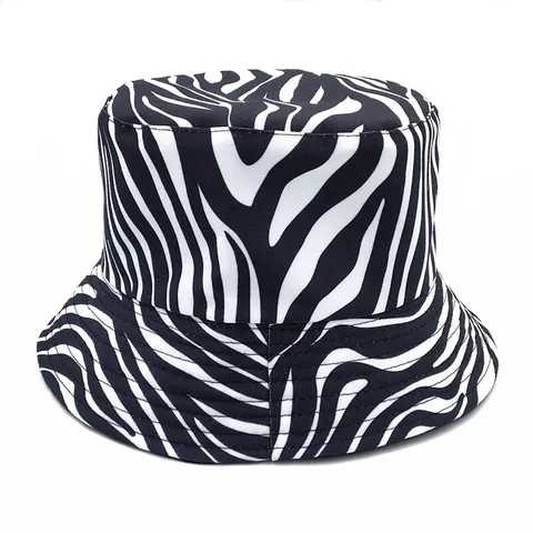 Cappello da Pescatore in Cotone con Stampa Zebra Vintage Bianco e Nero Cappello Bucket per Donna Uomo Protezione Solare