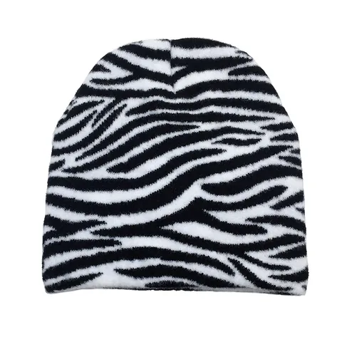 Unisex Winter Strickmütze Beanie Schwarz Weiß Karo Kuh Zebra Leopard Muster Warme Slouchy Skull Cap Streetwear Accessoires