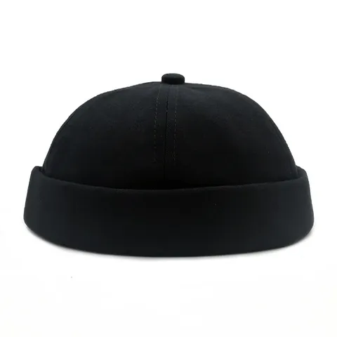 Gorro Docker de Algodón Vintage Sin Ala Landlord Cap para Hombre Mujer Color Sólido Estilo Japonés Retro Ajustable Sombrero Sol