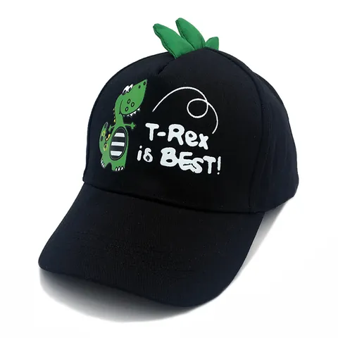 Kids Cartoon Dinosaur Baseball Cap With 3D Horns Cotton Sun Protection Adjustable Trucker Hat For Boys Girls Toddler