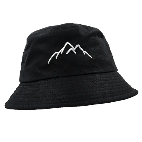 Unisex Cotton Outdoor Mountain Embroidery Bucket Hat Sunshade Fisherman Cap For Travel Casual Wear Summer Sun Protection Hat