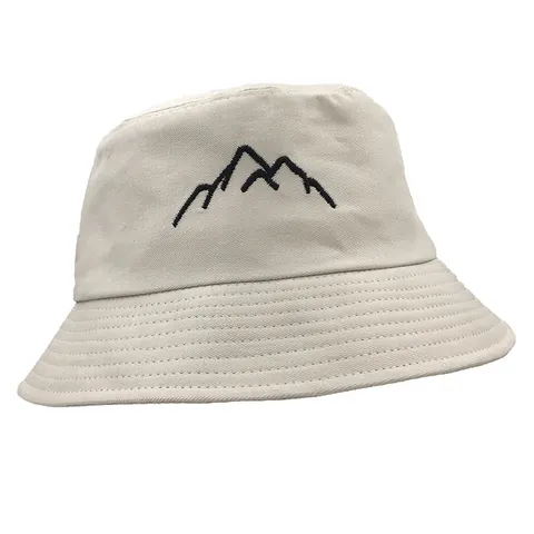 Unisex Cotton Outdoor Mountain Embroidery Bucket Hat Sunshade Fisherman Cap For Travel Casual Wear Summer Sun Protection Hat