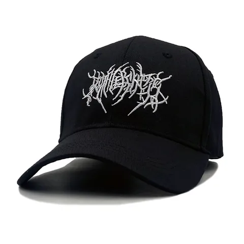 Berretto da Baseball in Cotone Gothic Street Punk Con Ricamo Heavy Metal Regolabile Hip Hop Dad Hat per Uomo Donna
