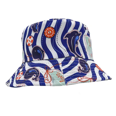 Unisex Αναστρέψιμο Βαμβακερό Καπέλο Bucket Θαλάσσιο Σχέδιο Δελφίνι Φάλαινα Προστασία από τον Ήλιο Υπαίθριο Ταξίδι Παραλία Καπέλο Ήλιου Casual