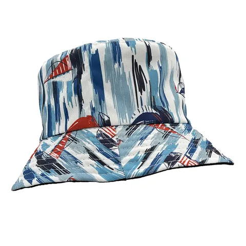 Γυναικείο Ανδρικό Casual Βαμβακερό Καπέλο Bucket Αναστρέψιμο Τύπωμα Ιστιοφόρο Τροπικό Νησί Καλοκαιρινό Καπέλο Προστασίας Ήλιου