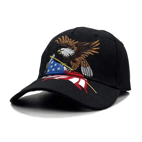 Amerikanische Flagge Adler Stickerei Baseballkappe Verstellbar Baumwolle Sonnenhut Outdoor Sport Hip Hop Streetwear Unisex
