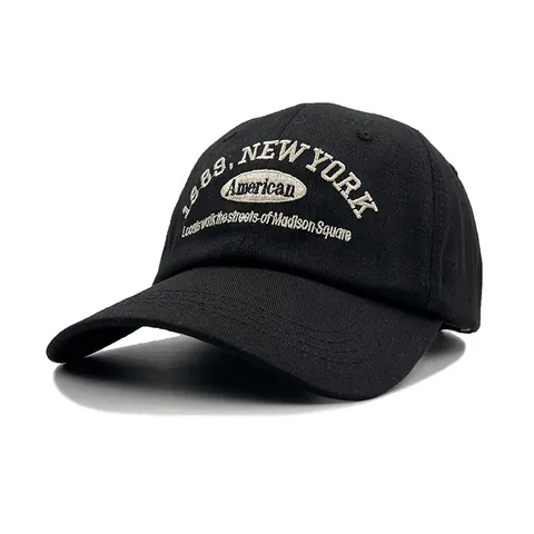 Vintage American Style Letter Embroidered Cotton Baseball Cap For Men Women Adjustable Curved Brim Sun Hat Daily Travel Accessory