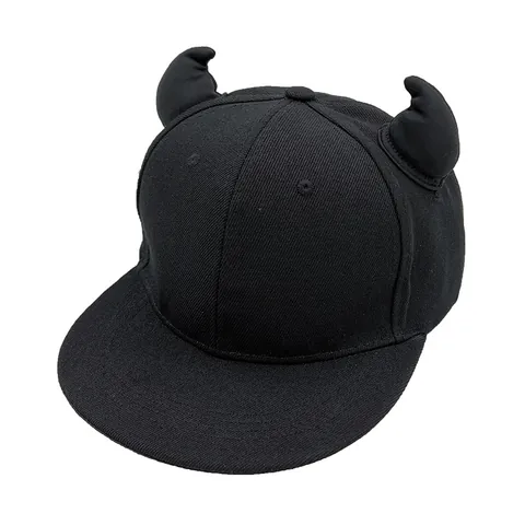 Eltern-Kind Kleiner Teufel Horn Baseballkappe Snapback Hut Flache Krempe Polyester Hip Hop Outdoor Sonnenhut Für Erwachsene Kinder