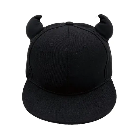 Eltern-Kind Kleiner Teufel Horn Baseballkappe Snapback Hut Flache Krempe Polyester Hip Hop Outdoor Sonnenhut Für Erwachsene Kinder