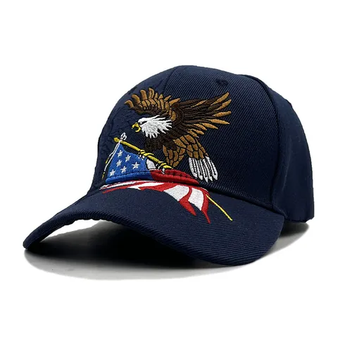 Amerikanische Flagge Adler Stickerei Baseballkappe Verstellbar Baumwolle Sonnenhut Outdoor Sport Hip Hop Streetwear Unisex