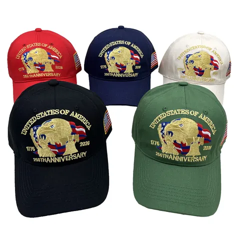 Gorra de Béisbol Conmemorativa 250 Aniversario de EE. UU. Bordado Águila Bandera 1776-2026 Sombrero de Sol Algodón Ajustable