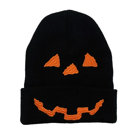 Halloween Kürbis Stickerei Strickmütze Für Herren Damen Winter Warm Acryl Skull Cap Jack-O'-Lantern Festliche Party Mütze