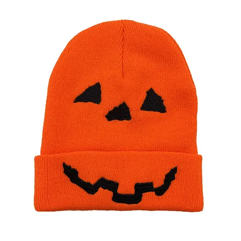Halloween Kürbis Stickerei Strickmütze Für Herren Damen Winter Warm Acryl Skull Cap Jack-O'-Lantern Festliche Party Mütze
