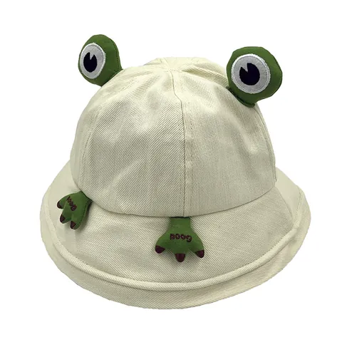 Simpatico Cappello da Pescatore a Rana per Donna Falda Corta in Cotone Protezione Solare Design Animale Estate All'aperto