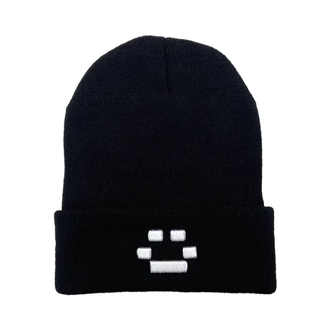 Women Men Winter Warm Knit Beanie Hat Acrylic Cuffed Skull Cap Pixel Embroidery Hip Hop Streetwear Headwear