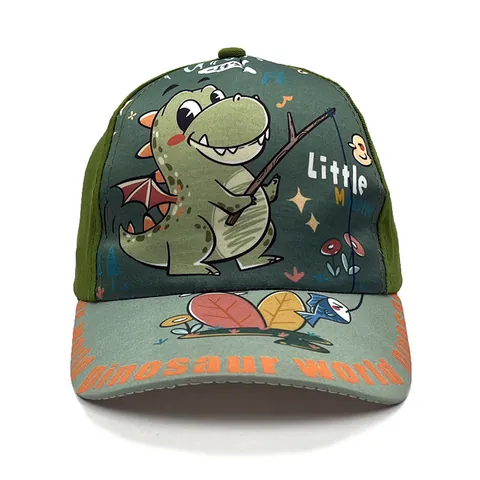 Kids Dinosaur Cartoon Baseball Cap Adjustable Sun Hat For Boys Girls Outdoor Breathable Polyester Printed Duck Tongue Hat