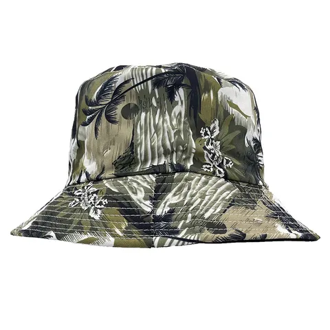 Sombrero de Pescador Reversible de Algodón con Estampado Tropical de Cocoteros para Protección Solar Playa Viajes