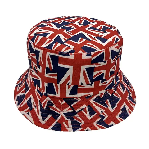 Britse Vlag Union Jack Print Vissershoed Omkeerbaar Katoen Zonbescherming Pet Londen Bezienswaardigheden Buiten Vissershoed Voor Heren Vrouwen