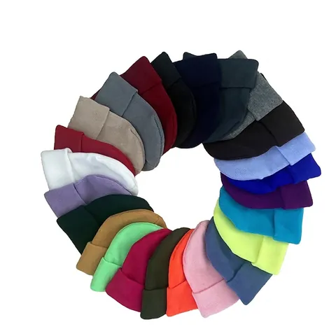Unisex Knitted Cuffed Beanie Solid Color Acrylic Winter Warm Hat For Men Women Outdoor Ribbed Beanie Minimalist Skull Cap
