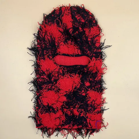 Acryl Strick Sturmhaube Mit Quasten Punk Zerstört Full Face Maske Für Herren Damen Outdoor Ski Warm Halten Hut