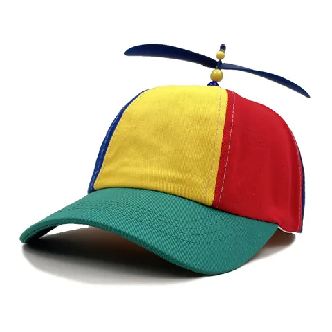 Berretto da Baseball Patchwork Arcobaleno Novità Regolabile Cappello Divertente Con Elica Rotante Per Bambini Adulti Festa All'aperto Cappello Da Sole