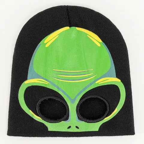 Halloween Glow In The Dark Alien Skull Knitted Beanie Hat For Men Women Winter Warm Funny Party Masque Hat Black Novelty Cap
