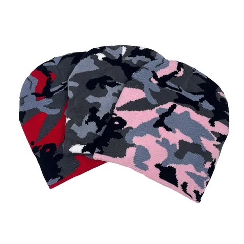 Unisex Camouflage Jacquard Knitted Beanie Hat Soft Acrylic Warm Winter Outdoor Skull Cap For Men Women Everyday Use