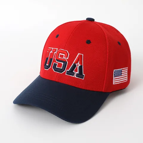 USA Embroidery Baseball Cap With American Flag Patch Adjustable Polyester Sun Hat For Outdoor Sports Casual Men Women