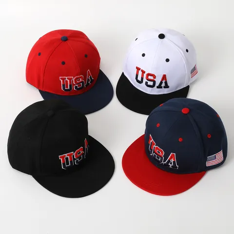 USA Vlag Borduurwerk Hip Hop Baseballpet Voor Heren Dames Platte Rand Snapback Casual Outdoor Zonnescherm Mode Hoed