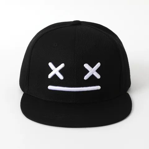 Berretto da Baseball Hip Hop Snapback Con Ricamo X Smile Face Tesa Piatta Regolabile Berretto Protezione Solare Uomo Donna