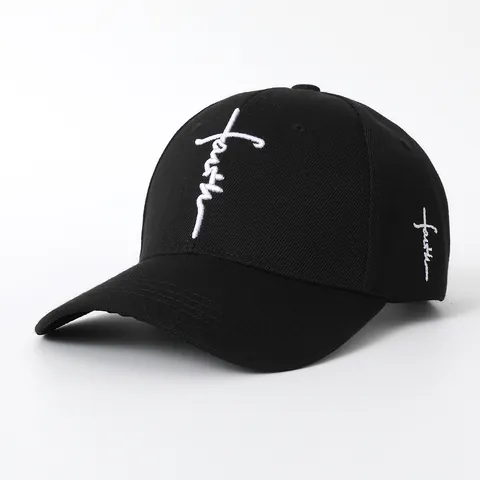 Faith Kreuz Stickerei Baseballkappe Polyester Verstellbarer Sonnenhut Outdoor Sport Lässiger Sonnenschutz Kappe Für Herren Damen