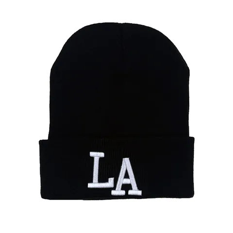 Unisex Acryl Strickmütze Mit LA Buchstaben Stickerei Warme Wintermütze Für Herren Und Damen Lässige Sportkopfbedeckung