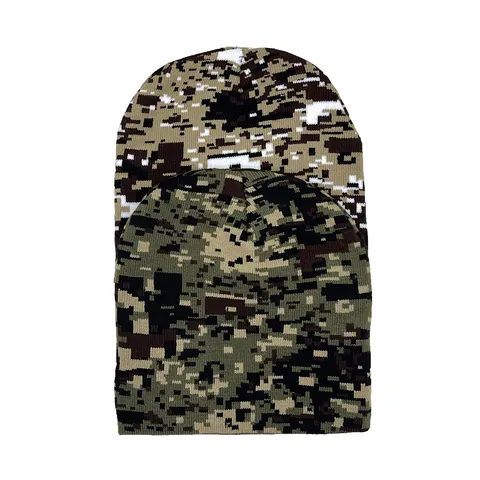 Berretto in Maglia Camouflage Digitale per Uomo Donna Inverno Caldo Esterno Jacquard Stile Militare Beanie Acrilico Morbido Cappello Casual