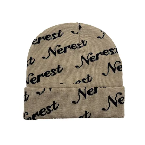 Uniseks Streetwear Gebreide Beanie Muts Warm Winter Jacquard Letter Nerest Patroon Cuff Beanie Voor Mannen Vrouwen Casual Outdoor