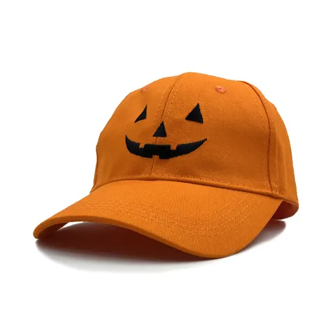 Gorra de Béisbol con Bordado de Calabaza de Halloween Algodón Cara de Jack-O-Lantern Ajustable para Hombre Mujer Sombrero Sombrilla Festivo para Exteriores