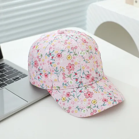 Kids Cotton Baseball Cap Floral Print Peaked Hat For Boys Girls Breathable Sun Protection Outdoor Toddler Sun Hat Accessory