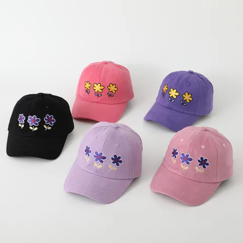 Berretto da Baseball in Cotone per Bambini Cappello da Sole con Fiori Ricamati Traspirante Berretto Casual per Ragazzi Ragazze