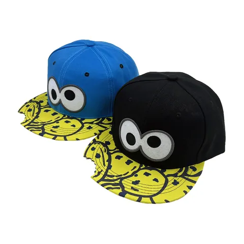 Berretto da Baseball Hip Hop a Tesa Piatta Per Bambini Adulti Ricamo Occhi Smiley Snapback Cappello Street Dance Parasole