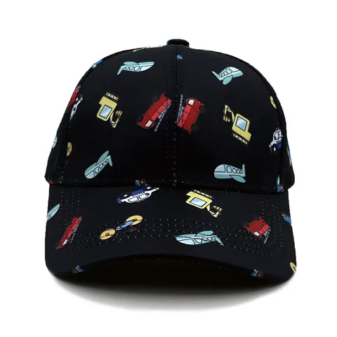 Kids Cartoon Vehicle Print Baseball Cap Adjustable Cotton Sun Hat For Boys Girls With Excavator Plane Pattern