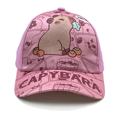 Kids Cartoon Capybara Baseball Cap Sun Protection Curved Brim Hat For Boys Girls Outdoor Cotton Blend Breathable Trucker Hat