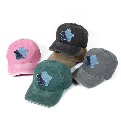 Gorra de Béisbol de Algodón Lavado Con Parches de Estrella Borde Desgastado Vintage Ajustable Sombrero de Sol Hombre Mujer