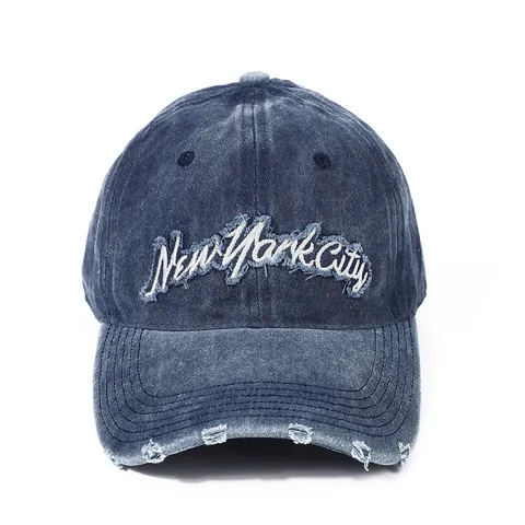 Amerikanische Retro New York City Stickerei Gewaschene Baumwolle Baseballkappe Distressed Verstellbar Outdoor Casual Sport Hut