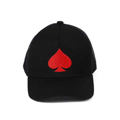 Berretto Trucker Ricamo Cuore Asso di Picche Cappello Baseball Rete Traspirante Protezione Solare Outdoor Sport Snapback Regolabile